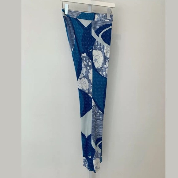 EMILIO PUCCI BLUE WHITE PRINT VISCOSE PANTS GOLD SIDE ZIPPER SIZE IT 42 / US 8 - Picture 7 of 17